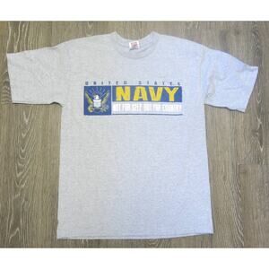 US NAVY Not for Self But for Country T Shirt Size M Men Logo Gray Made in USA